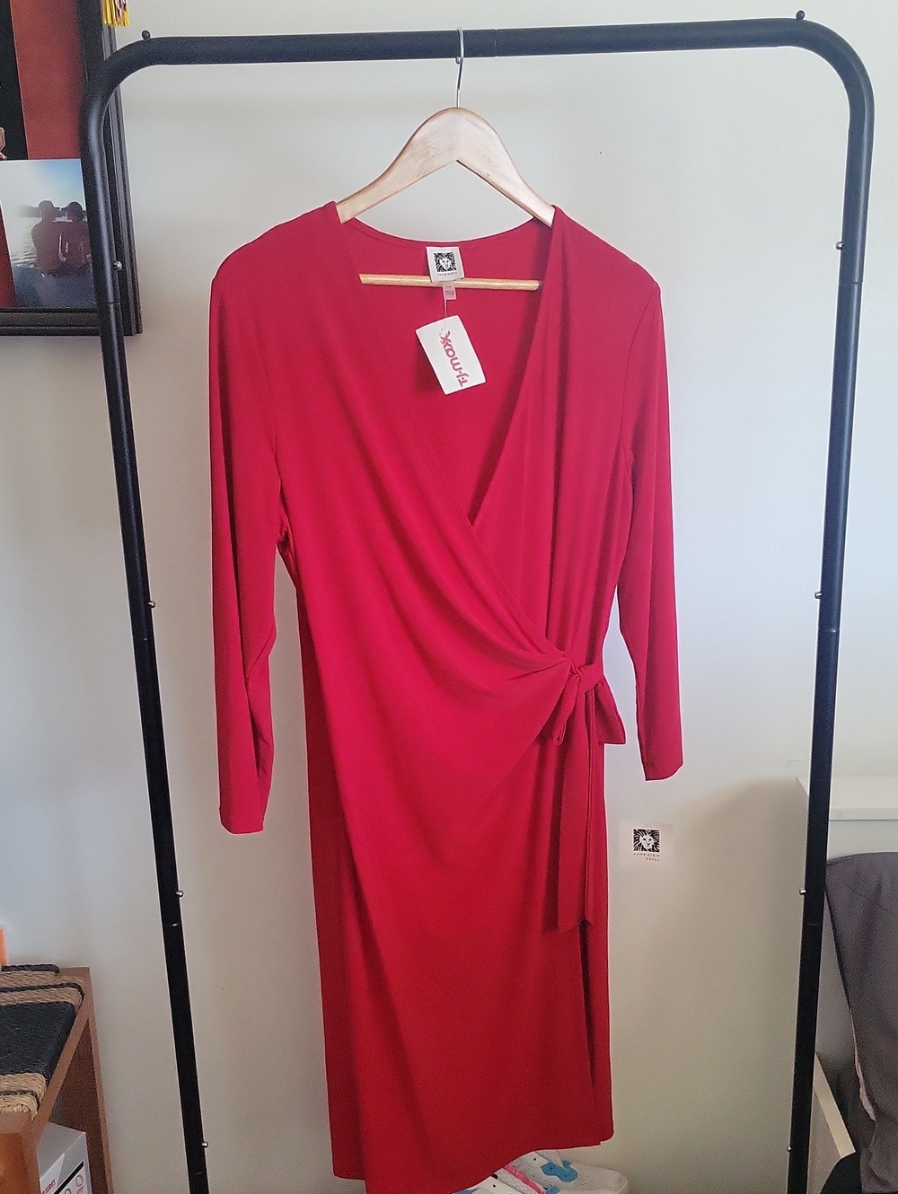 Calvin Klein Red Wrap Dress with Side Tie